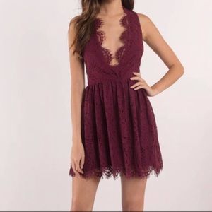 Wine lace dress